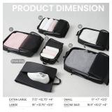 BAGAIL 6 Set Ultralight Compression Packing Cubes Packing Organizer for Travel Accessories Luggage Suitcase Backpack(70D FullMesh Jet Black)
