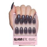 Glamnetic Press On Nails - Ash Gray | Opaque Muted Smoke Gray Short Almond Fake Nails, Salon Quality | 15 Sizes - 30 Nail Kit