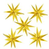 Gold 60 Pcs Star Balloons Explosion 12 Point Cone Balloon, Metallic Mylar Spike Balloons for Halloween Party Decorations,Weddings,Birthday Anniversary Party Backgrounds