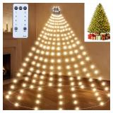 Christmas Tree Lights WarmWhite Christmas Lights Outdoor Indoor 400Led 10 Lines with 8 Lighting Modes, Timer and Remote Control, Fairy Lights for Wedding Home Party 6Ft - 9Ft Xmas Tree Decorations