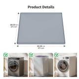 27ftftx27ftft Washing Machine Drain Pan Silicone Mat with 0.78ftft Raised Edges(Leak Protection),Non-Slip and Anti-Vibration Washer Drip Tray for Floor Protection,WasherDryer,Gray