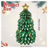 Inflatable Christmas Tree, 130cm4.3ft Blow UP Christmas Tree Outdoor Decoration Holiday Foil Balloons for Xmas Holiday Party Patio Lawn Garden Home Decor Photo Prop