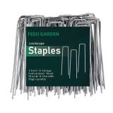 FEED GARDEN 6 Inch 50 Pack Hot-dip Galvanized Landscape Staples Plant Cover Spikes 11 Gauge Tent Stakes Garden Stakes Landscaping Fabric SOD Pins Yard Pins for Decoration Weed Barrier Fabric