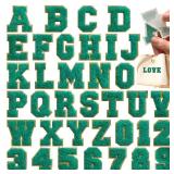 Quorineo 36 Pcs Self Adhesive Chenille Letter Number Patches Set, 2.2 in Iron on Numbers Varsity Letter Patches Stick on Clothes Backpacks Hats Team Uniform(Green)