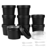 Wowang Travel Containers for Toiletries 3.4oz 9 Pack TSA Approved Plastic Cream Jars Wide-mouth Cosmetic Pot Jars with Lids Leak Proof Travel Size Containers for Makeup Face Cream(Black)