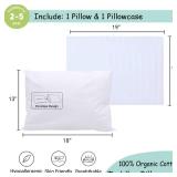 ZPECC Toddler Pillow with Pillowcase - 13x18 Organic Cotton Hypoallergenic Kids Pillow, Baby Essentials for Travel Crib Daycare Stroller (Intended for Age 2 and up) White Stripe