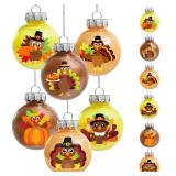 Thanksgiving Decorations Ball Ornaments, 6 Pcs 2.36 Inch Shatterproof Glitter Turkey Thanksgiving Ball Ornaments Hanging Baubles for Tree Fall Harvest Friendsgiving Farmhouse Home Holiday Party Decor