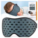 LitBear Breathable Sleep Mask, 3D Eye Mak Sleep for Side Sleepers Women Men, Light Blocking Sleeping Mask with Adjustable Strap, Soft Lightweight Eye Cover for Travel, Night Work, Nap -Ice Blue