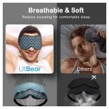 LitBear Breathable Sleep Mask, 3D Eye Mak Sleep for Side Sleepers Women Men, Light Blocking Sleeping Mask with Adjustable Strap, Soft Lightweight Eye Cover for Travel, Night Work, Nap -Ice Blue