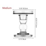 2Pcs Glass Candle Holders,Crystal Glass Candle Holder,Clear Pillar Taper Candlestick for Wedding, Party, Holiday Decoration (Medium)