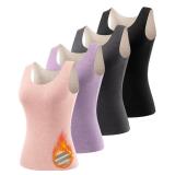 ATTIQOZI Womenfts Fleece Lined Thermals Underwear Tops Base Layer Tank Top Vest for Cold Weather 4,5Pairs BlackGrayPurplePink M