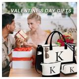 YOOLIFE 21st 30th 40th 50th 60th 70th Birthday Gifts for Women - Personalized Gifts for Daughter Sister Friend Mom Teacher, Initial Canvas Tote Bag for Women N