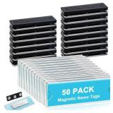50 Pack Name Badge Magnets Kit Acrylic Magnetic Name Tag Holders with Blank Printable Paper Inserts 3 Magnets Clear Adhesive ID Holder for Business Events School Office