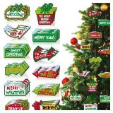 DoubleFill 36 Pcs Whimsical Christmas Wooden Ornaments Lime Green Red Christmas Tree Decorations Xmas Hanging Ornaments Wood Cutouts Tag Holiday Xmas Party Decor for Home Indoors(Arrow Style)