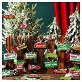 DoubleFill 36 Pcs Whimsical Christmas Wooden Ornaments Lime Green Red Christmas Tree Decorations Xmas Hanging Ornaments Wood Cutouts Tag Holiday Xmas Party Decor for Home Indoors(Arrow Style)