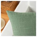 Kevin Textile Set of 2 Sage Green Pillow Covers 12 x 20 Inch Spring Farmhouse Boho Decorative Throw Pillow Covers Linen Cushion Covers for Sofa Couch Décor