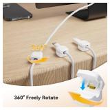 Rotatable Cord Organizer, Enhanced Spring Cable Clips, Strong Adhesive Cable Management, Desk Cord Holder for Nightstand, Office Accessories and Car (8*White)