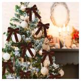 Tsorode 10 Yards Brown Velvet Ribbon 1 Inch for Christmas Tree,Velvet Christmas Ribbon for Gift Wrapping Crafts Bow Wreath Holiday Decorations (Brown)