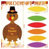 AmazingSpark 36 Sets 252 Pcs Thanksgiving Turkey Craft Kit Thanksgiving Crafts Turkey Paper Card Thankful Cards Decor with Glue Point Dots for Holiday Party Decoration Family DIY Activities