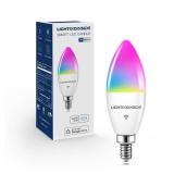 Lightinginside E12 Smart Light Bulbs 60W Equiv., Work with AlexaGoogle HomeSmart Life, 500LM 6W RGBCW Candle Candelabra LED Light Bulbs, No Hub Required, 2.4G WiFi Bluetooth Bulb, ETL Listed, 1PC