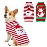 PAYHTOW 2 Pack Dog Christmas Sweater, Knit Dog Sweaters Santa Snowman Christmas Sweater Outfit Clothes for Small Medium Large Dogs Pets (X-Large)
