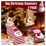 PAYHTOW 2 Pack Dog Christmas Sweater, Knit Dog Sweaters Santa Snowman Christmas Sweater Outfit Clothes for Small Medium Large Dogs Pets (X-Large)