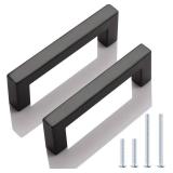 KNOBWELL 6 Pack 3-12 inch Black Kitchen Cabinet Door Handles, Stainless Steel T Bar Dresser Drawer Pulls - Hole Centers 3.5 inch(90mm), Overall Length 4 inch