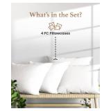 1000 TC White Standard Pillowcases Set of 4 100percent Egyptian Cotton Pillow Cases with Long Staple Cotton and Sateen Weave, Silky Soft Hotel - Like Bed Pillow Covers for Comfy Sleeping, Snug Fit