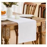 YATOJUZI White Table Runner Seasonal Summer Spring Table Runners 108 Inches Long Washable Farmhouse Rustic Table Runner Kitchen Dining Table Decoration for Christmas Home Party Decor 13x108 Inches