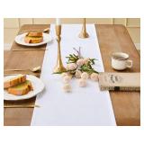 YATOJUZI White Table Runner Seasonal Summer Spring Table Runners 108 Inches Long Washable Farmhouse Rustic Table Runner Kitchen Dining Table Decoration for Christmas Home Party Decor 13x108 Inches
