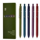 UIXJODO Gel Pens, 5 Pcs 0.5mm Black Ink Pens Fine Point Smooth Writing Pens with Silicone Grip, High-End Series Metal Clip Retractable Pens for Journaling Note Taking (Vintage)