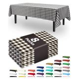 Pureegg Plastic Table Cloth Disposable 8 Pack, 54 x 108 Inch Table Cloths, Party, Picnic, Decorative Gingham Tablecloths, Rectangle, Black and White Checkered Cover, Leakproof and Sturdy, Black Plaid