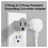 (3 Pack) 3-Prong to 2-Prong Adapter Polarized Grounding Converter 3 Pin to 2 Pin Power for Wall Outlets Plugs, Gray