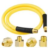 12 Inch x 4ft. Hybrid Air Hose with 12 in. MNPT Ends and Bend Restrictors, 12 FNPT to 38and14MNPT Reducer, Air Compressor Hose Fittings and Accessories