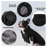ASENKU Windproof Dog Winter Coat Waterproof Fleece Jacket Cold Weather Pet Apparel for Small Medium Large Dogs (Black, 2XL)