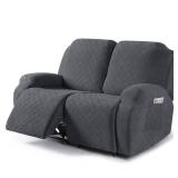 VANSOFY Oversized Recliner Cover, 2-Pieces Stretch Reclining Couch Cover with Pockets Loveseat Sofa Slipcovers Soft Washable Furniture Protector for Dogs Cats(Charcoal Gray)