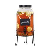1.5 Gallon Glass Drink Dispensers for Parties, Ice Beverage Dispensers with Stand, Glass Water Dispenser with Spigot, Laundry Detergent Dispenser, Lemonade Dispenser