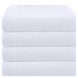 ZPECC Twin Flat Sheet Only 4 Pack, Durable White Top Bed Sheets Hypoallergenic Soft Brushed Microfiber Color-Coded, 66\x96\inin