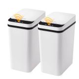 LJIACLEA Bathroom Trash Can with Lid 2.6 Gallon Automatic Touchless Trash Cans Small Garbage Can for Kitchen, Toilet, Bedroom, RV, Living Room (2 Pack)