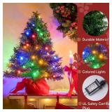 JOIEDOMI 24\2FT Small Tabletop Christmas Tree with Multi-Color LED Lights, Table Top Christmas Decorations Pre-lit Artificial, Green Mini Lighted Tree for Xmas Decorations Indoor Party Décorin