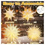 Watersay 6 Pack Winter Snowflake Paper Lantern Star Paper Lanterns with 6 LED Light White Hanging Lamp Ornaments for Christmas Winter Weddings Birthday Holiday Party Decoration(Classic Style)