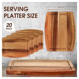 Kigley 20 Pcs Acacia Wood Cutting Boards Bulk for Laser Engraving Wooden Dinner Plates with Groove Chopping Charcuterie Board Carving Tray for Holiday Valentine Housewarming Party Gifts (8 x 10 Inch)