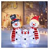 BRIGHTDECK Light Up Snowman Christmas Decorations Outdoor, 54 LEDs Set of 3 Lawn Ornament, Outdoor Lighted Holiday Displays for Christmas Yard Decorations (Snowman)