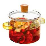 Clear Glass Simmer Pot with Lid for Cooking Potpourri Cookware 1.5L 50oz Saucepan Pots for Stove Top Small Soup Pan