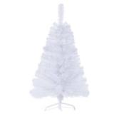 3FT Artificial Christmas Tree White Tabletop Christmas Tree with Metal Stand Mini Xmas Pine Tree for Party Supplies Indoor Outdoor Holiday Home Decoration(White)