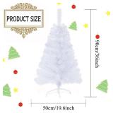 3FT Artificial Christmas Tree White Tabletop Christmas Tree with Metal Stand Mini Xmas Pine Tree for Party Supplies Indoor Outdoor Holiday Home Decoration(White)