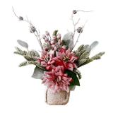 ZYZEV Artificial Poinsettias Christmas Flowers with Red Berry Pine Cone Branches Linen Base,12 Faux Poinsettias Plants for Home Office Table Fireplace Winter Indoor Christmas Decorations Red