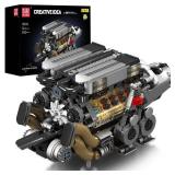 Mould King 10131 W16 Engine Building Blocks Sets, V8 Engine Model kit That Run, Build Your Own STEM Model Engine, 16-Cylinder Car Engine Building Engineering Toys(952+PCS)