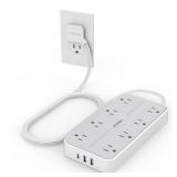 TESSAN Power Strip Surge Protector, Flat Plug Extension Cord with 8 Outlets 3 USB Charger(1 USB C), 1080 Joules Protection, Wall Mountable Charging Station for Home Office School Dorm Room Essentials