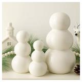 Yalikop 3 Pcs Christmas White Ceramic Snowman Decoration Modern Snowman Table Top Decorations for Home Office Bedroom Indoor Decor Holiday Party Supplies Christmas Gifts